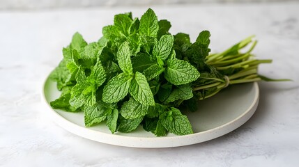 Fresh mint harvest local farm food photography natural setting close-up view culinary inspiration