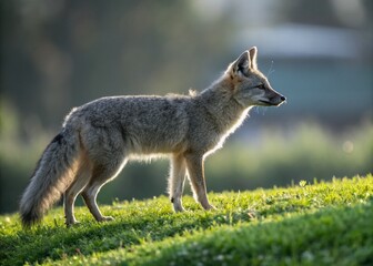 Obraz premium South American Gray Fox on Grass - Wildlife Photography