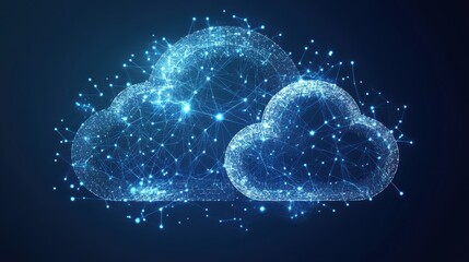 Data highways connecting futuristic cloud hubs, cloud computing, network visualization concepts