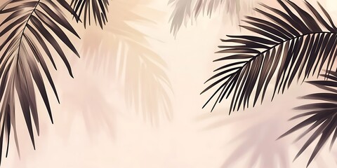 Palm leaves shadow overlay on pastel background.