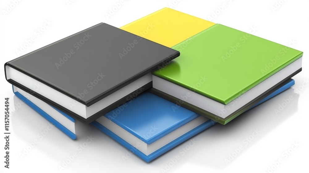 Poster stack of colorful books for reading and learning.