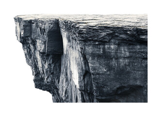 Dramatic Cliff Edge View Isolated on White Background