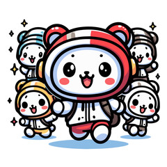 Cute animal character cheerful