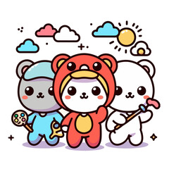 Cute animal character cheerful 