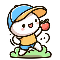 Cute character holding an apple