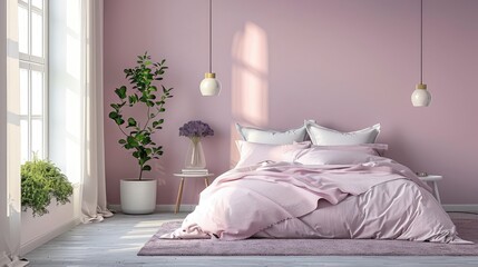  Soft and romantic bedroom wall color combination with a pastel pink and lavender