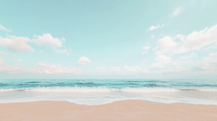Obraz premium Tranquil beach scene with soft waves and clouds