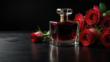 luxury perfume and rose. High quality photo