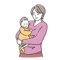 赤ちゃんを抱っこしている女性　イラスト