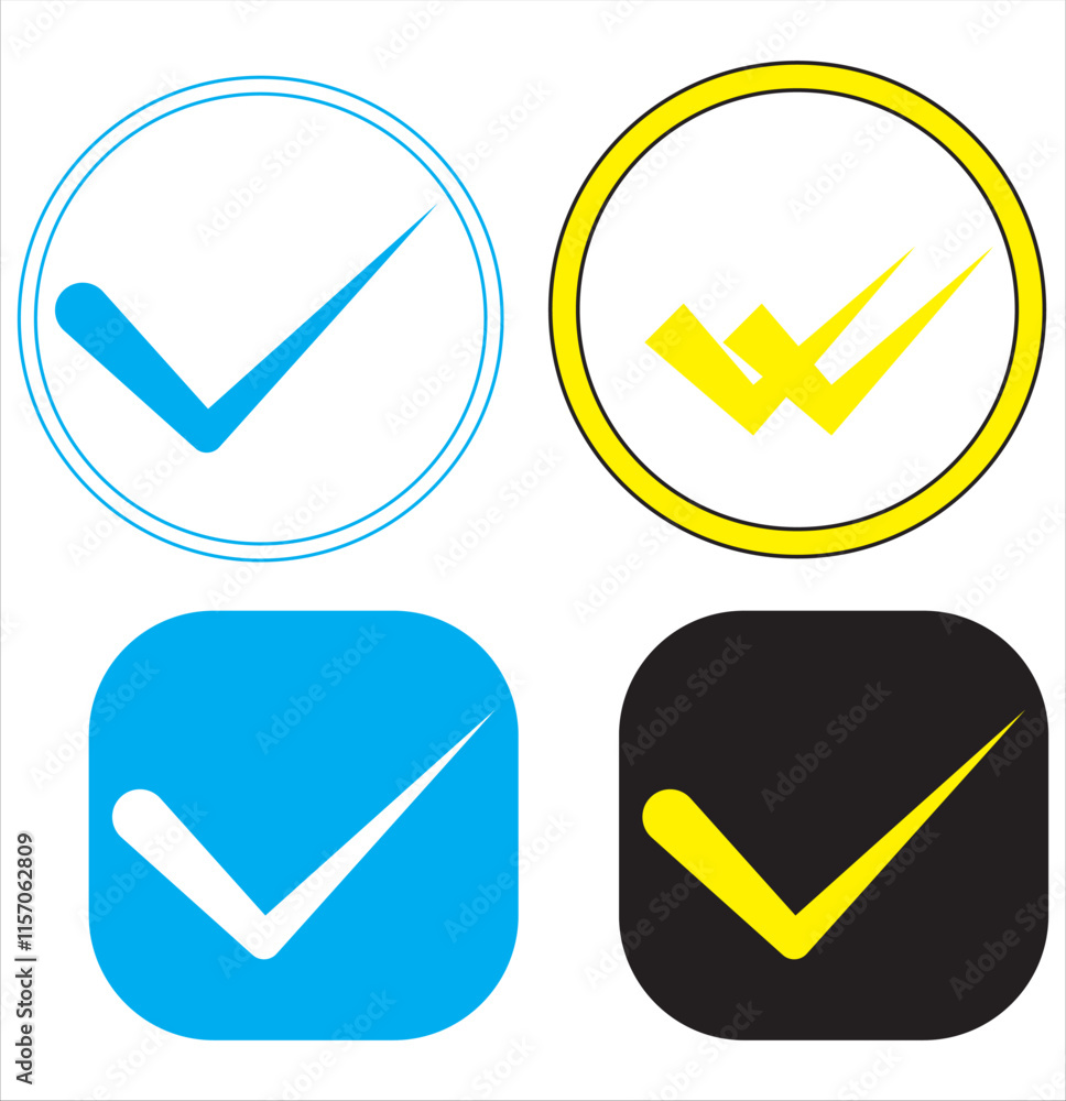 Poster check mark icon.more colorful check mark vector set. checked checkbox sign. approved symbol. tick ma