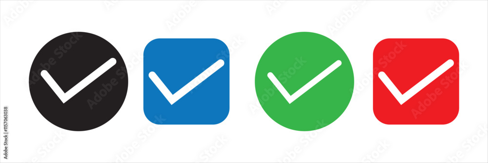 Poster check mark icon.more colorful check mark vector set. checked checkbox sign. approved symbol. tick ma