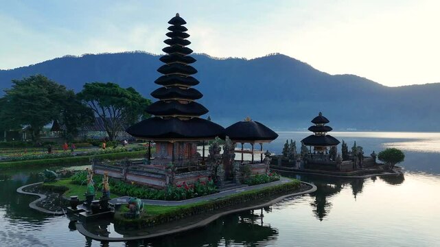 Ulun Danu Beratan temple at the edge of Lake Bratan, Bali, Indonesia