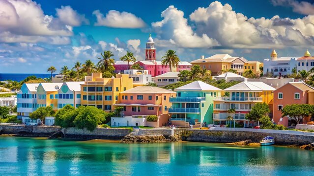 Sunny Turquoise Ocean & Bermuda Architecture:  Hamilton Island Idyll