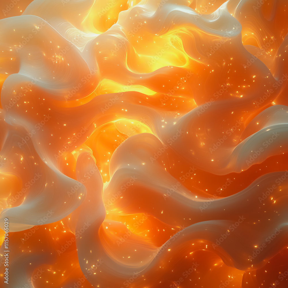 Poster the image is a colorful, abstract representation of fire with orange
