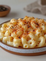 A delicious bowl of creamy macaroni topped with a crunchy finish.