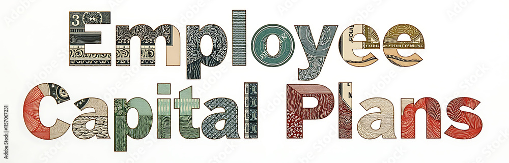 Poster polish banknote background with isolated text of employee capital plans made from image of polish ba