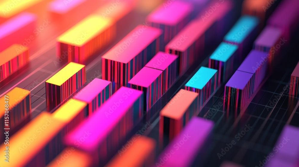 Aufkleber a vibrant, abstract design featuring colorful bars in varying heights, creating a dynamic and modern