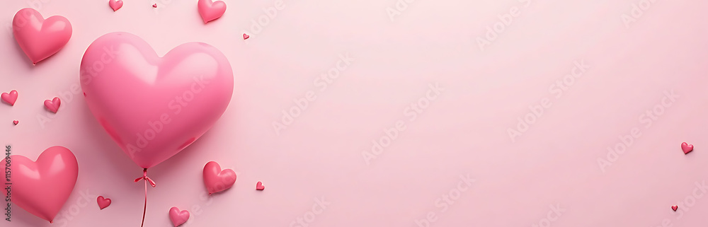 Aufkleber Pink Heart Banner Card Features A Minimalist Design With Ample Copy Space For Adding Personalized Messages Or Text Overlays. 00001