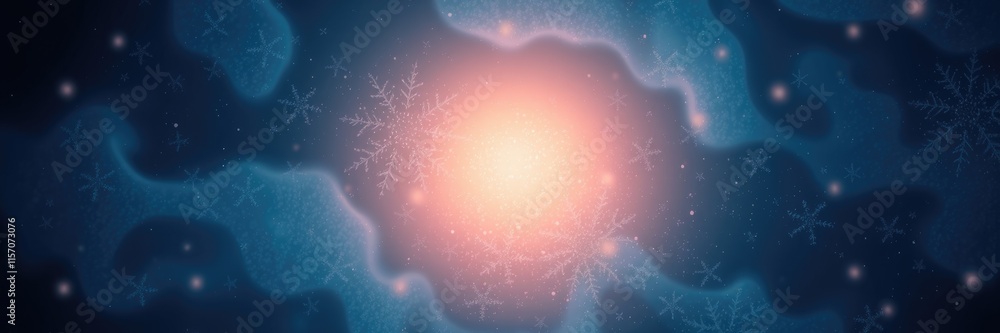 Poster an abstract background showcases a glowing central area surrounded by soft blue textures and subtle 