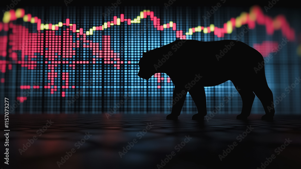 Poster a bear is walking in front of a wall of numbers and graphs