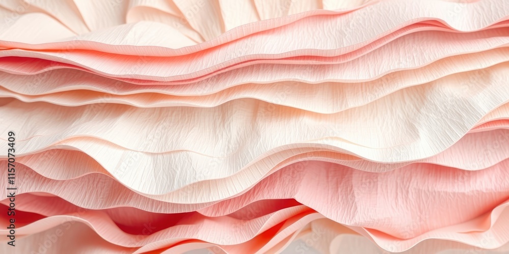 Poster soft ruffled layers in pale pink and cream flow gracefully, offering a versatile texture for design 
