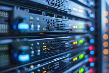Fototapeta premium Data Center Server in Soft Lighting with Motion Blur