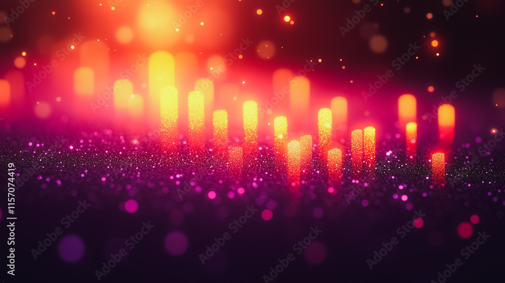 Poster a colorful image of a field of sparkles with a pink background
