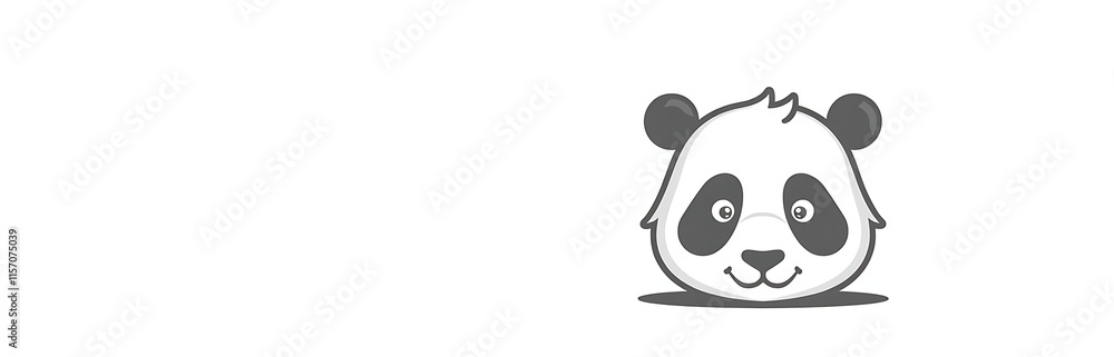 Poster panda portrait in black and white graphic isolated on a clean white background with minimal simple d