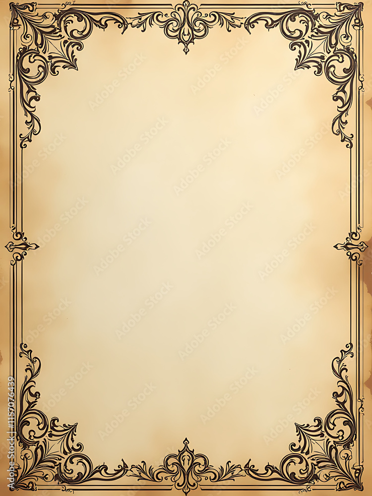 Poster ornate paper background features intricate designs, providing a vintage feel with ample copy space t