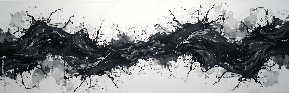 Poster original art piece created using e methods, a unique blend of abstract modern styles on a black and 