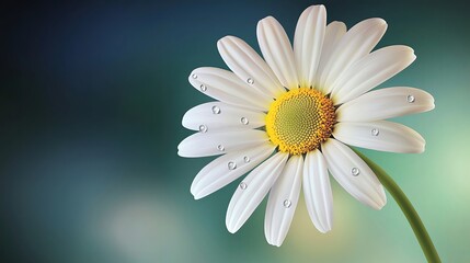 Fototapeta premium Joyful Expressions Capturing Perfect Smiles captured in macro photography, highlighting the gentle curve of a blooming daisy, with subtle drops of water reflecting the surrounding sunlight..