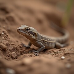 Fototapeta premium Close-up of a striped lizard on a rocky surface