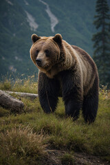 Obraz premium Expressive portrait bear. Animal. Close-up captures character and personality. Ideal for nature lovers, pets and wildlife