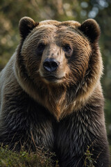 Expressive portrait bear. Animal. Close-up captures character and personality. Ideal for nature lovers, pets and wildlife