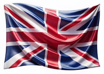 UK Flag Fabric Texture, White Background - Patriotism Stock Photo