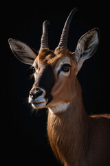 Expressive portrait antelope. Animal. Close-up captures character and personality. Ideal for nature lovers, pets and wildlife