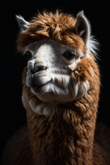 Fototapeta premium Expressive portrait alpaca. Animal. Close-up captures character and personality. Ideal for nature lovers, pets and wildlife