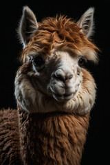 Fototapeta premium Expressive portrait alpaca. Animal. Close-up captures character and personality. Ideal for nature lovers, pets and wildlife
