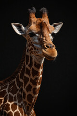 Fototapeta premium Expressive portrait giraffe. Animal. Close-up captures character and personality. Ideal for nature lovers, pets and wildlife