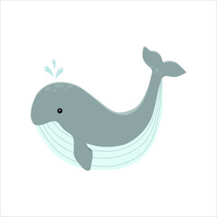 Stylized Whale Illustration with Water Splash – Vector Design