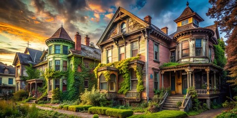 Obraz premium Urban Exploration: Vibrant Victorian Architecture, San Francisco Painted Ladies