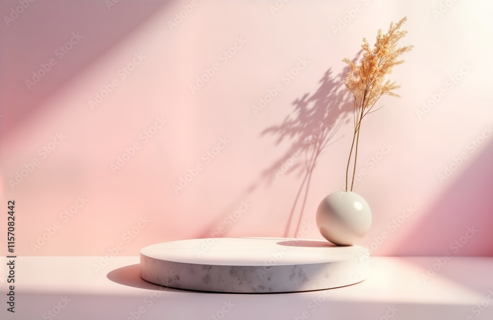 Poster minimalist podium displays trendy product presentation. abstract geometrical form. trendy sunlight c