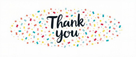 Thank you text with colorful confetti background for International Thank You Day