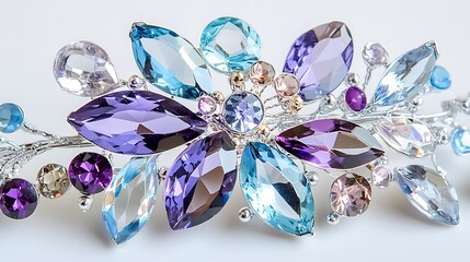 Elegant Blue and Purple Gemstone Hair Clip