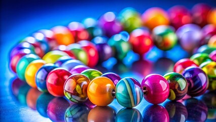 Vibrant Beaded Necklace Macro Shot: Minimalist Colorful Jewelry Photography