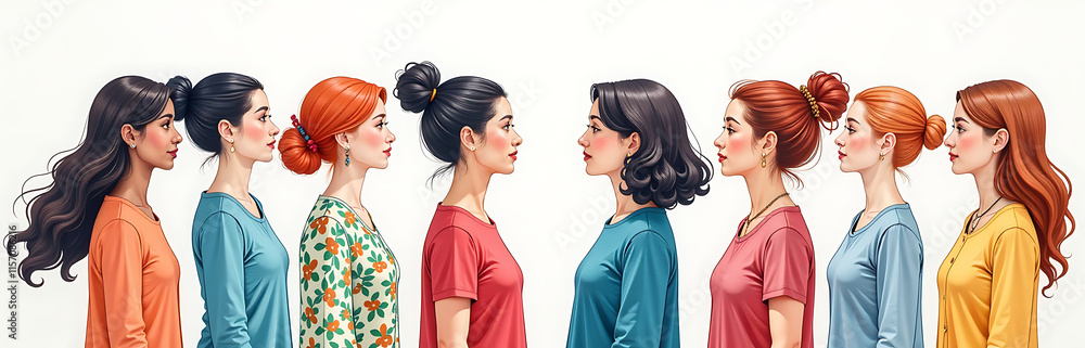 Poster Multinational Group Of Women Creates Watercolor Illustrations Using Generative Ai Technology For Unique And Creative Artwork. 00003