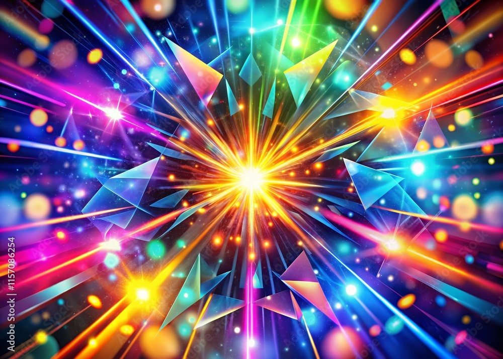Aufkleber vibrant geometric abstract background with bokeh lights & sharp shapes