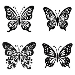 Butterfly silhouette logo icon black white design
