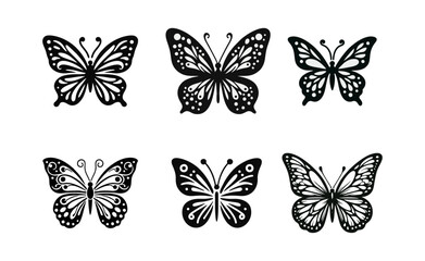 Butterfly silhouette logo icon black white design