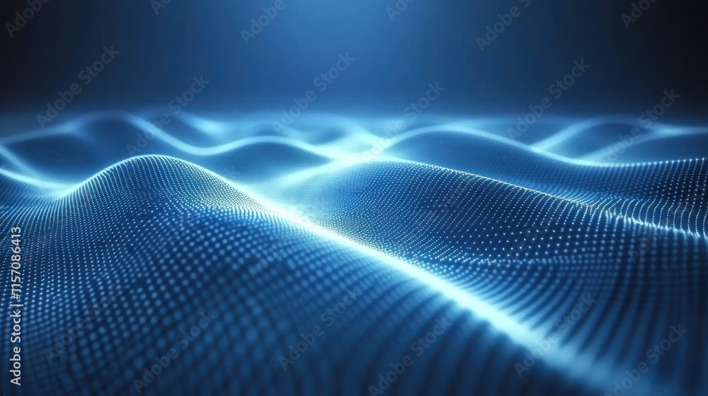 Poster blue digital waves particle background abstract design